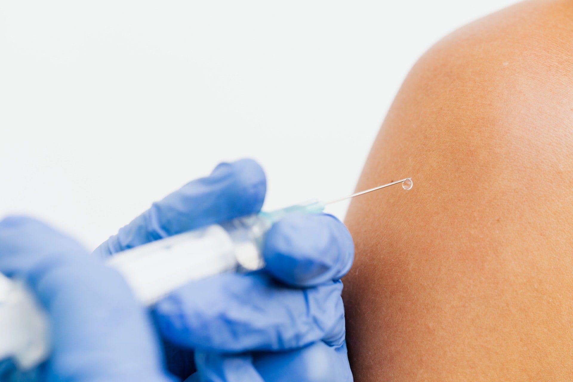 Vaccine injection in the arm
