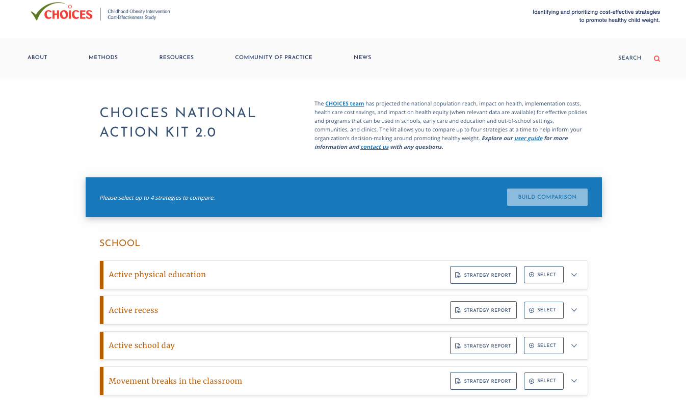 A screenshot of the front page of the CHOICES National Action Kit 2.0