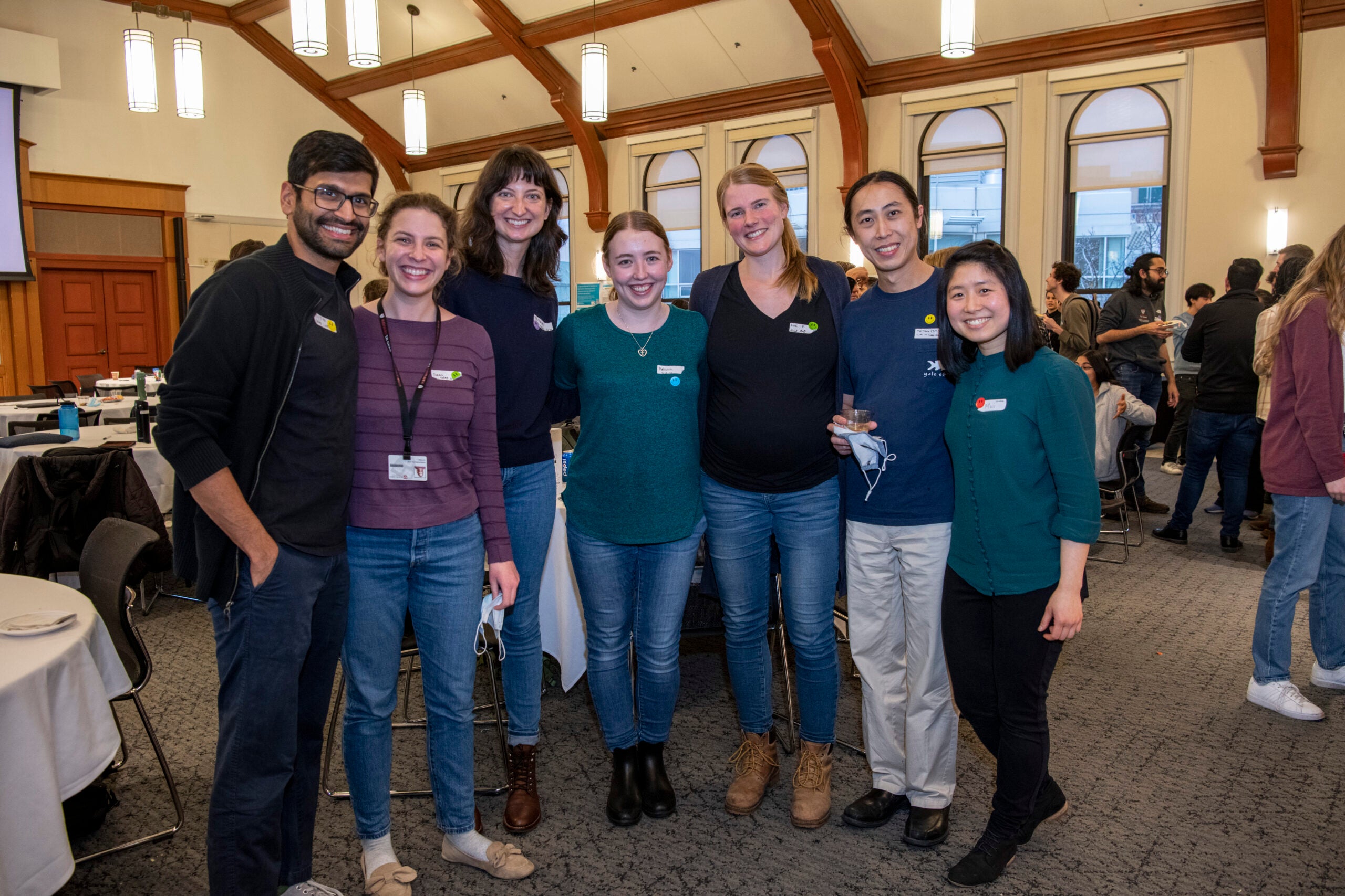 Photo of seven members of the Grad lab attending a scientific retreat. 