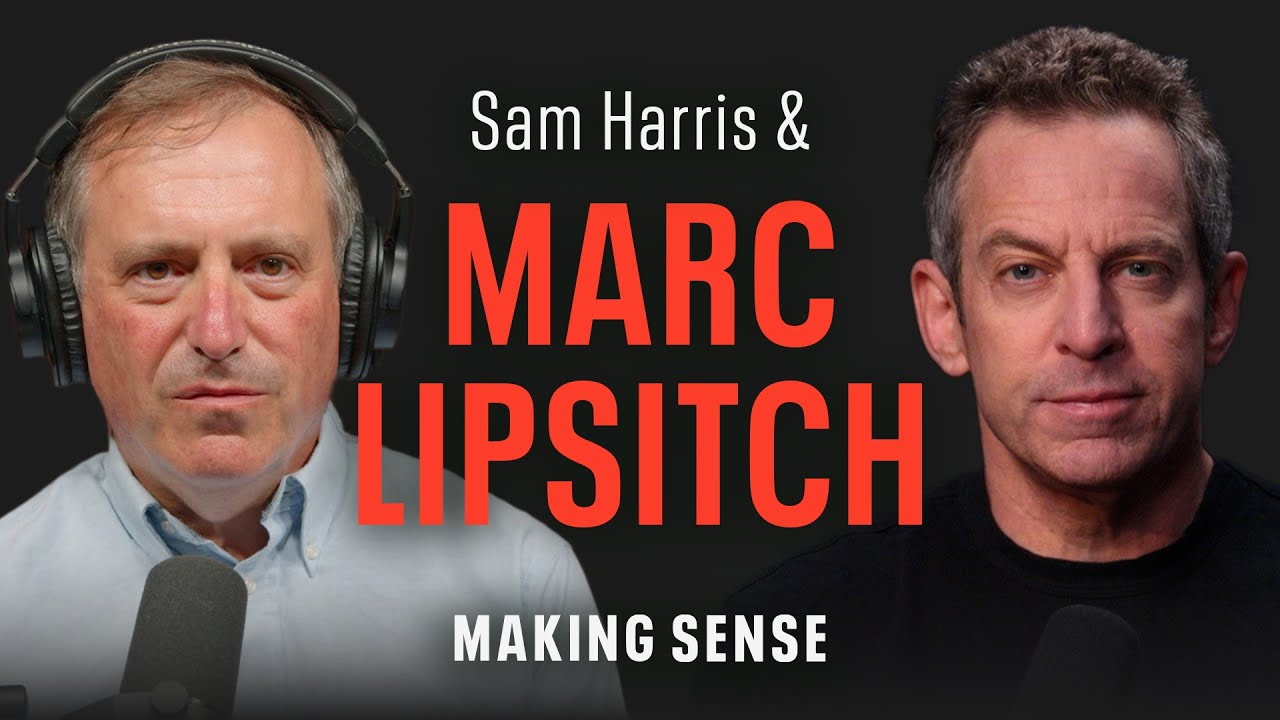 Video thumbnail image of Mark Lipsitch and Sam Harris against a black background.
