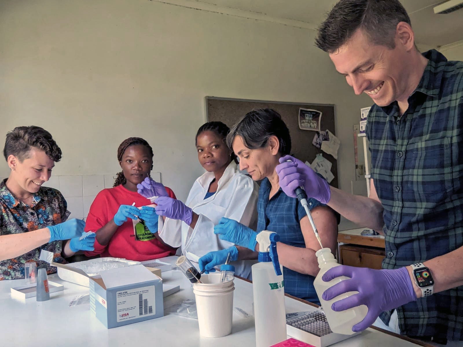Kelsey Adams, Flaminia Catteruccia, Rob Shaw in Malawi