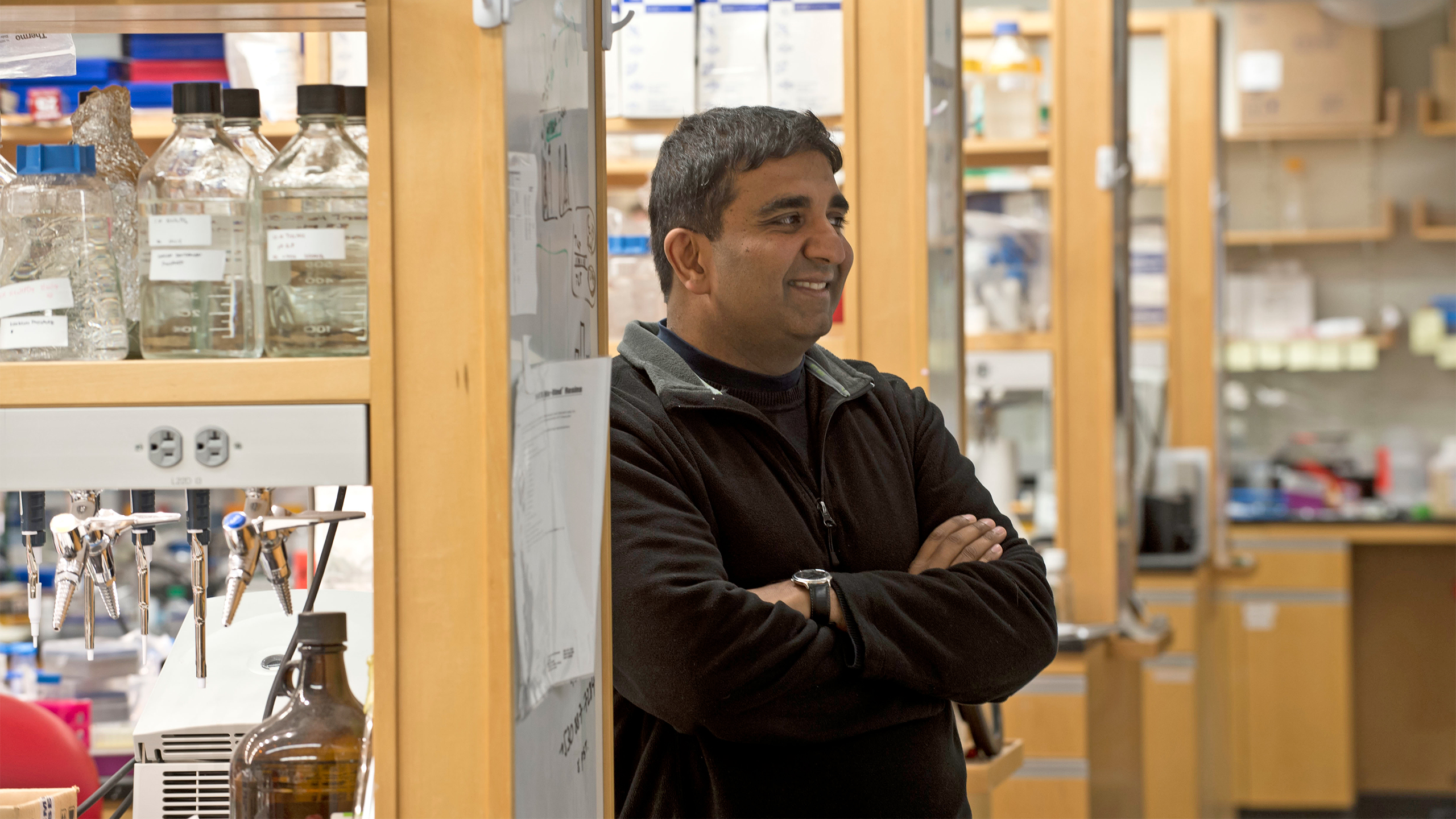 Manoj Duraisingh in his lab