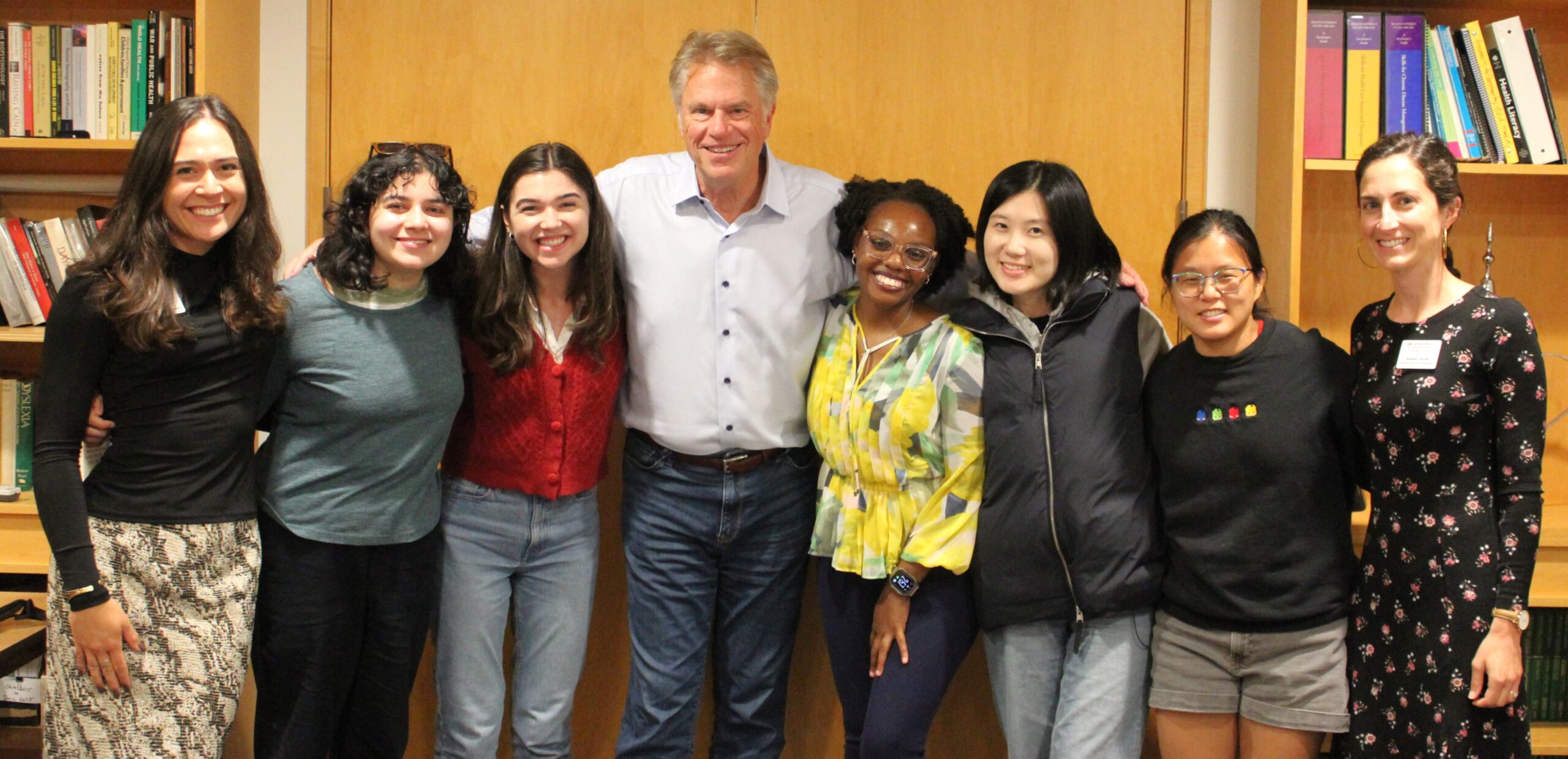 Pictured here: Karina Duffy, Niharika Jhingan, Laura Guay, Dr. Victor Strecher, Jeniece Brock, Olivia Song, Anya Greenberg, and Kelsey Torres.