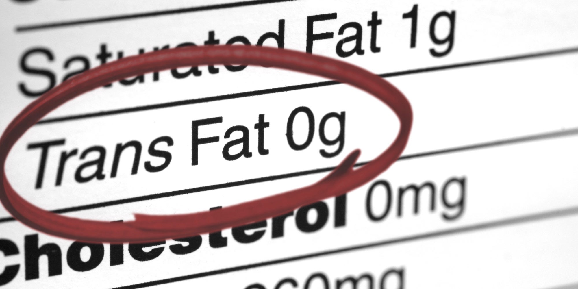 food label with 0 grams of trans fat circled