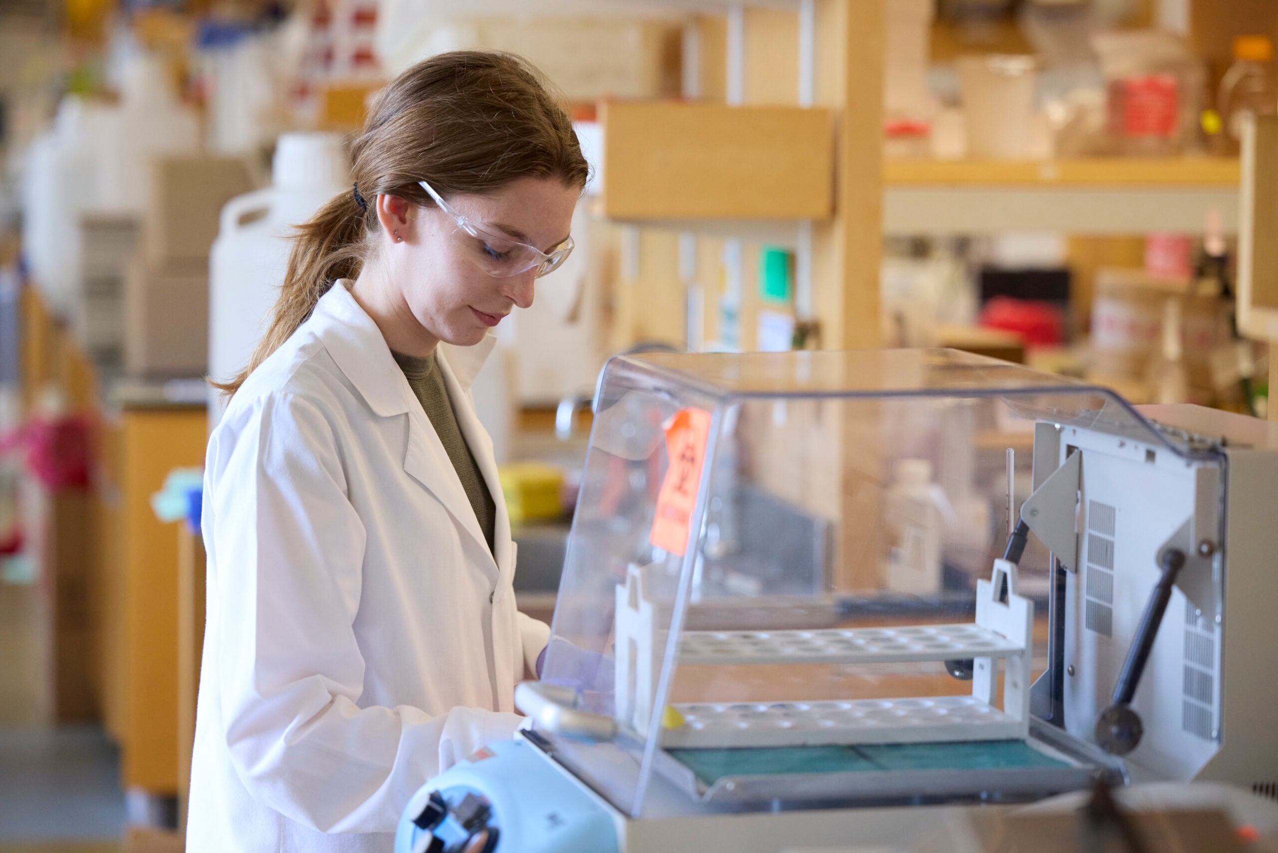 Lab member conducting experiments in the lab.