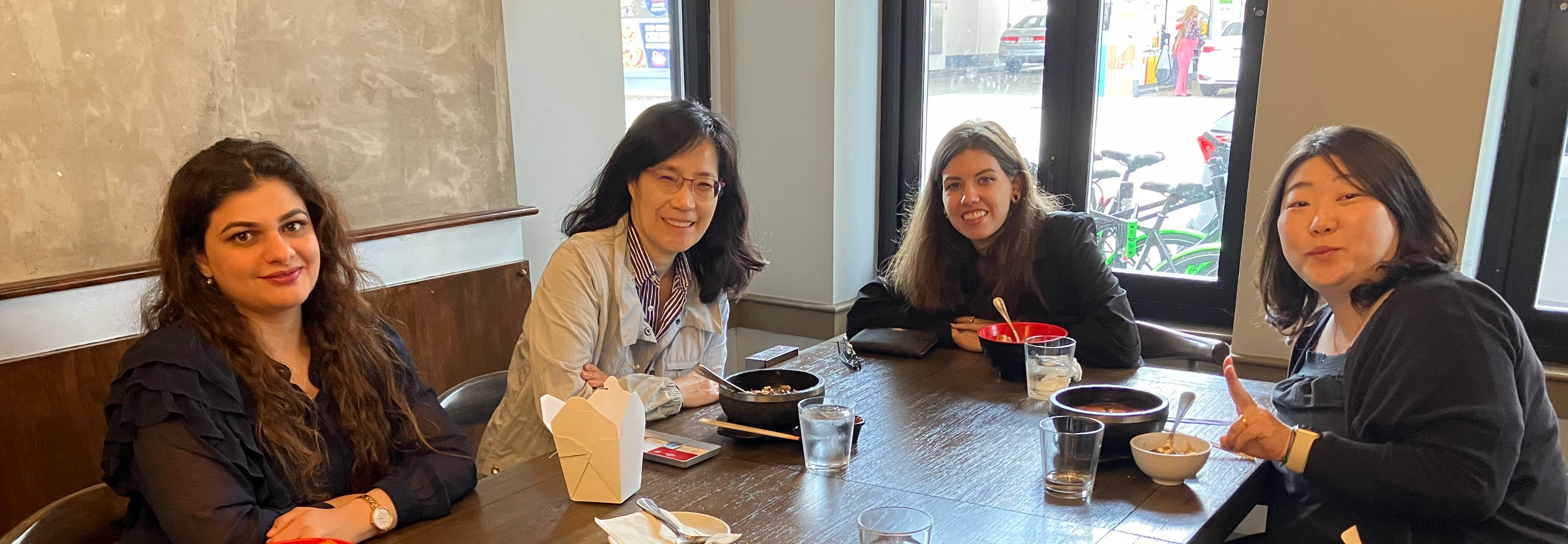 Members of the Park Lab team having lunch together.