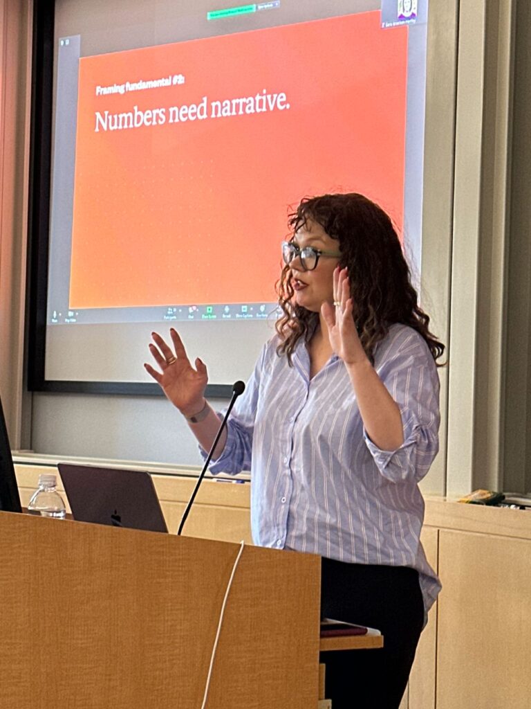 Moira O'Neil speaking at a Center for Health Communication seminar