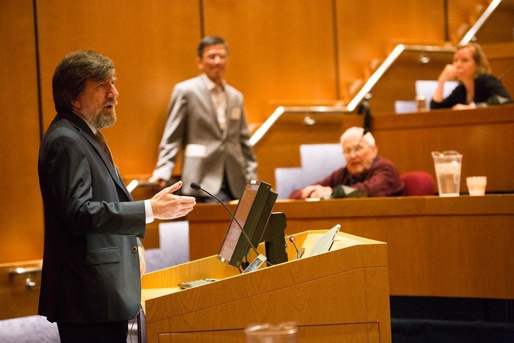 David Hunter speaks at the 2014 JBL Symposium.