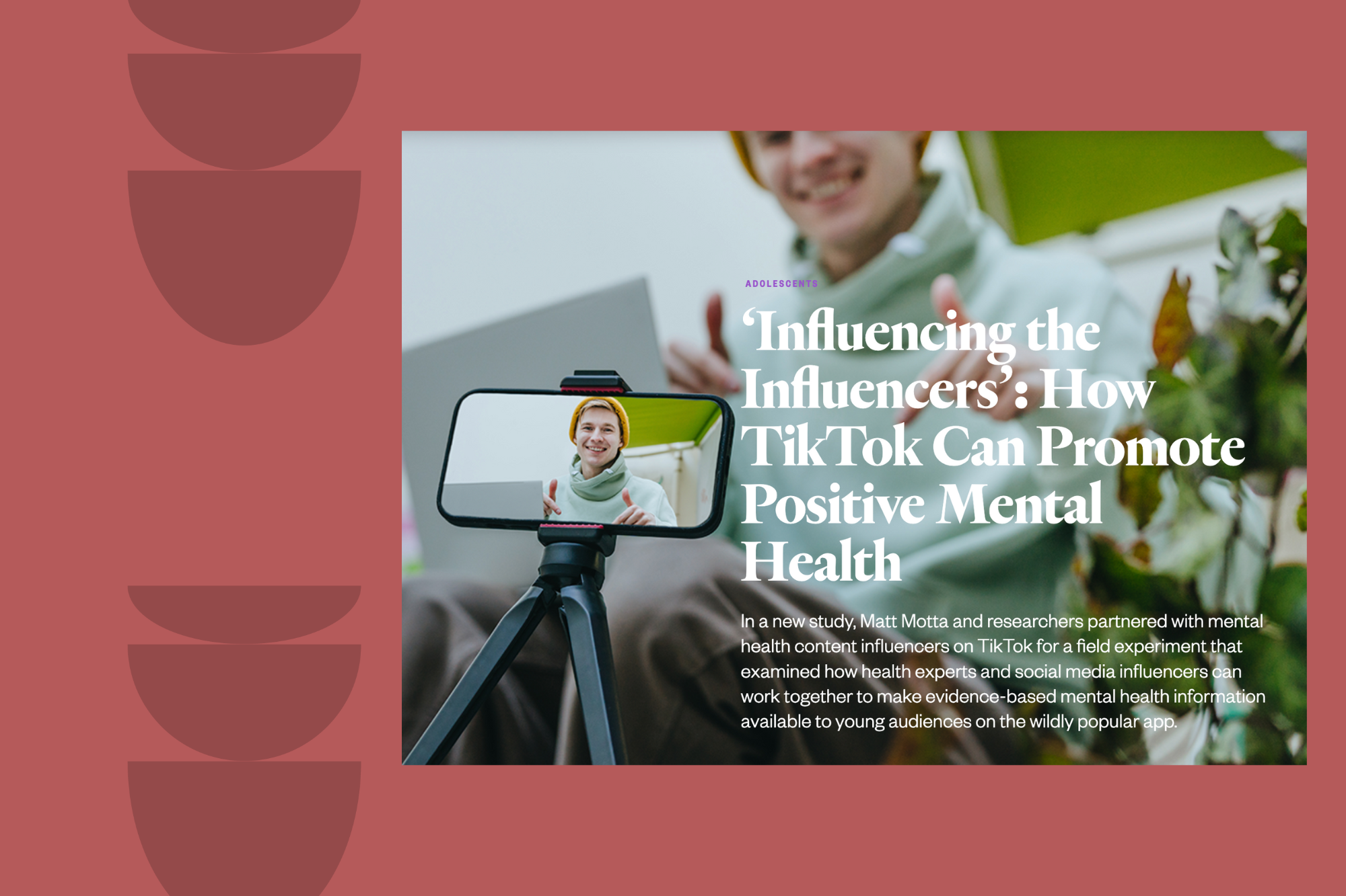 Headline for BU School of Public Health reading "Influencing the influencers: How TikTok Can Promote Positive Mental Health"