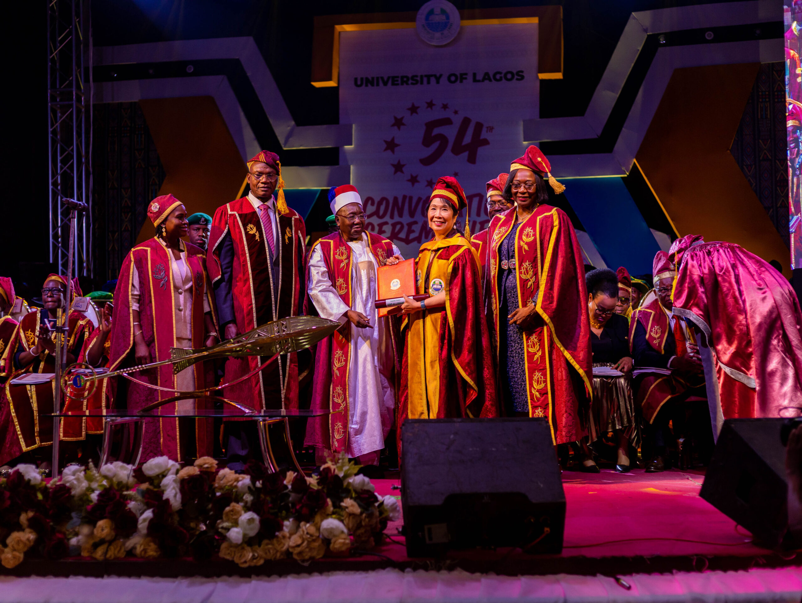 Phyllis Kanki receiving her honorary degree from the University of Lagos