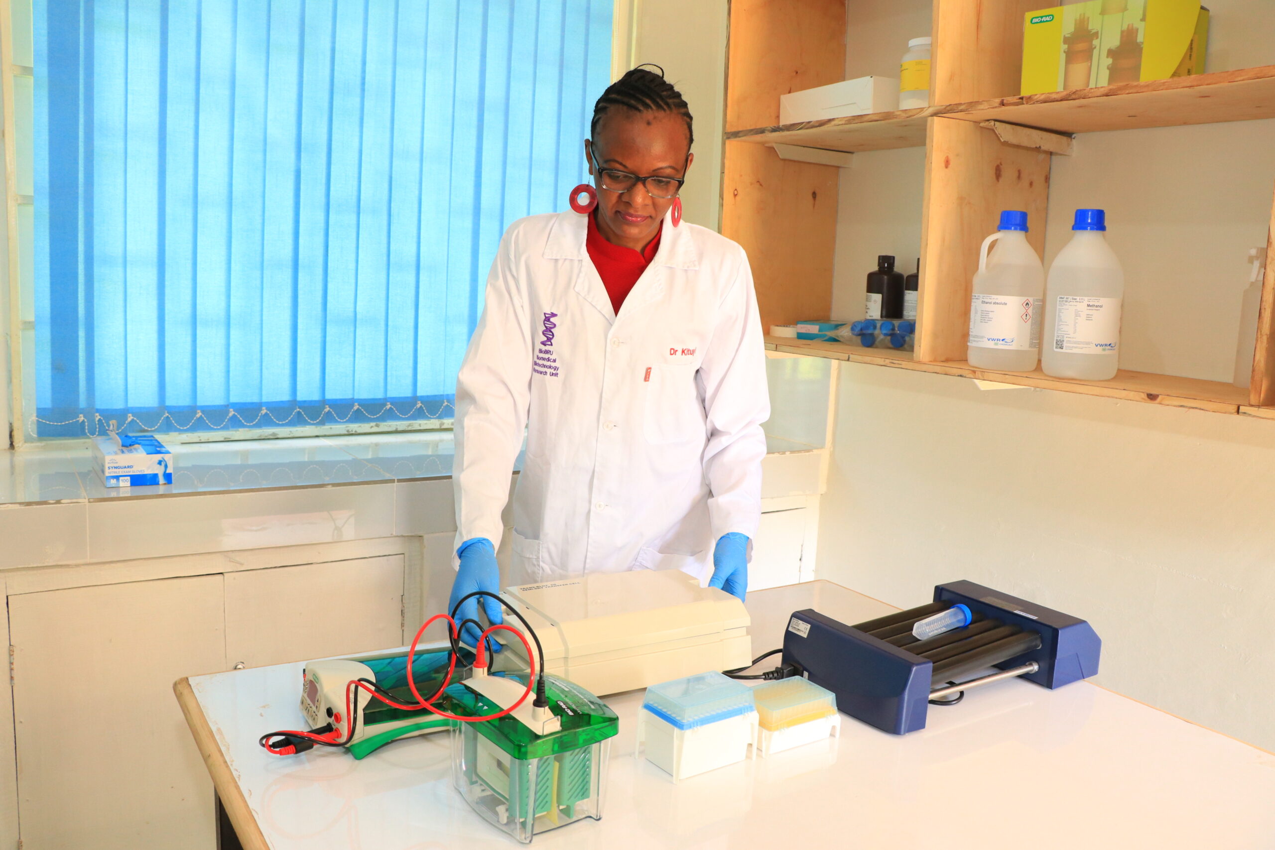 Sarah Kituyi in the lab