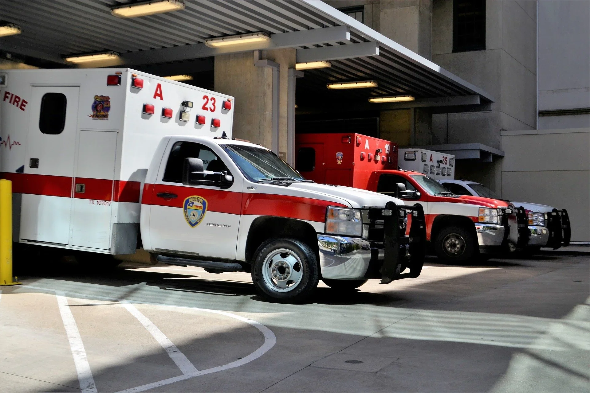 Ambulances in garage