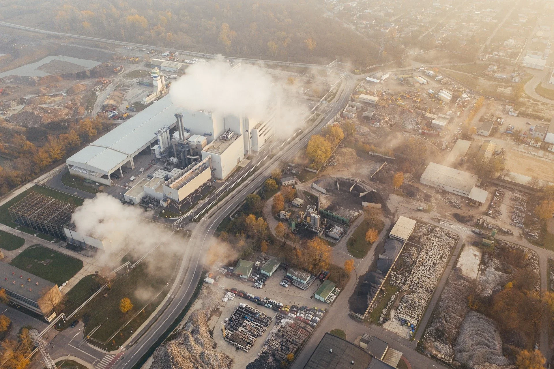 Pollution from factory smokestacks