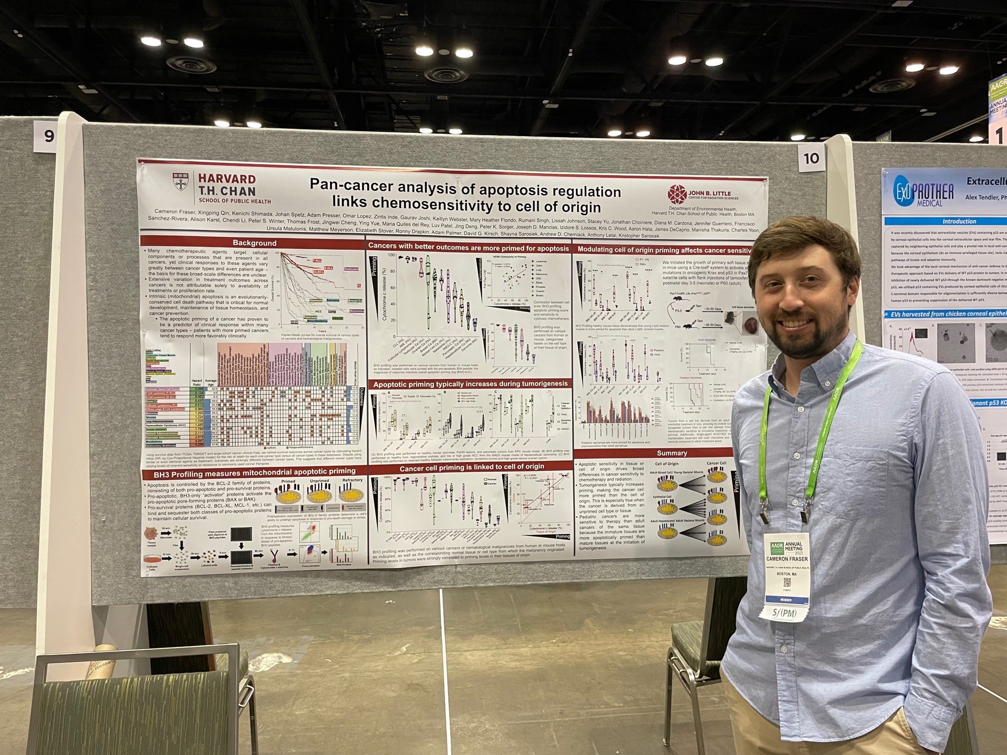 Cam presenting his poster at AACR 2023