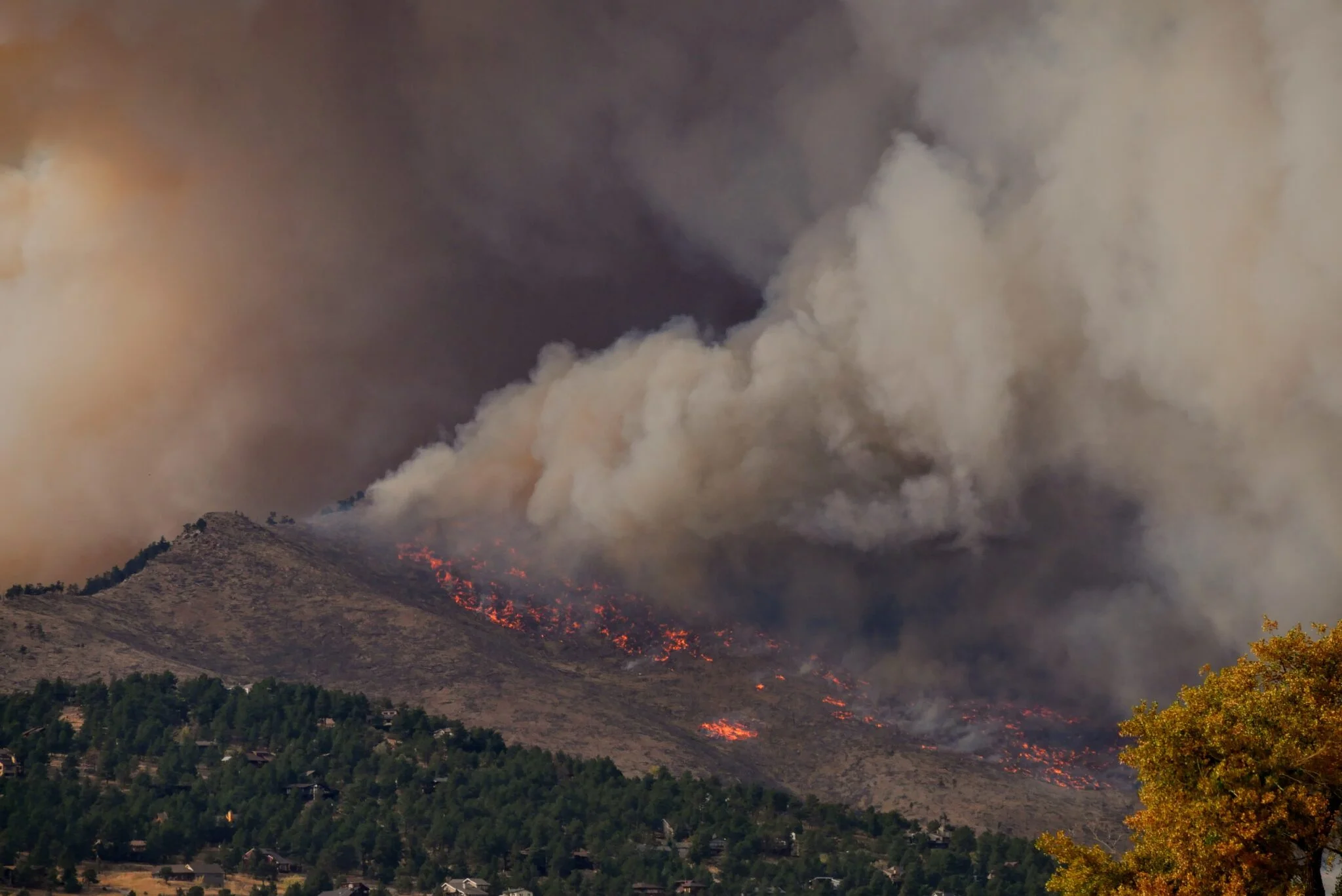 Canadian wildfire on a hillside