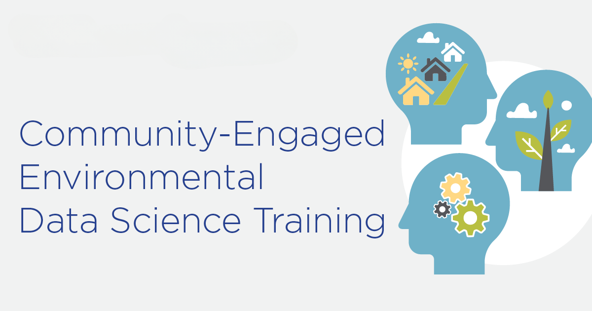 CEEDS Training graphic with title and three heads that contain environmental symbols including trees, homes, and gears.