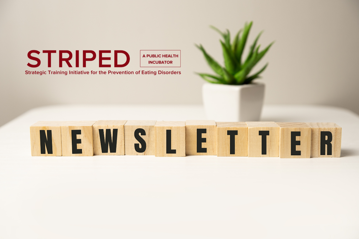 Decorative image showing the word Newsletter alongside STRIPED's logo