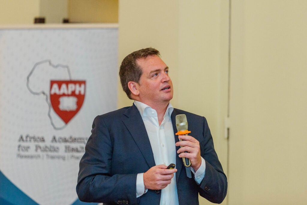 Prof. Chris Sudfeld speaking at the ARISE Network annual meeting in Dar es Salaam, Tanzania, held in January 2025.