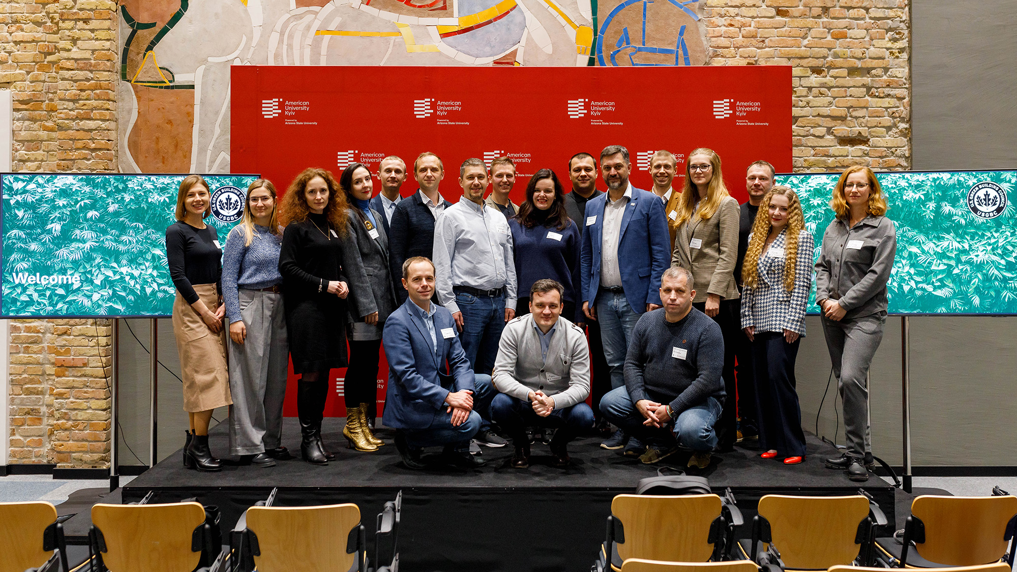 Group shot of Ukraine leadership course students at gathering in Kyiv