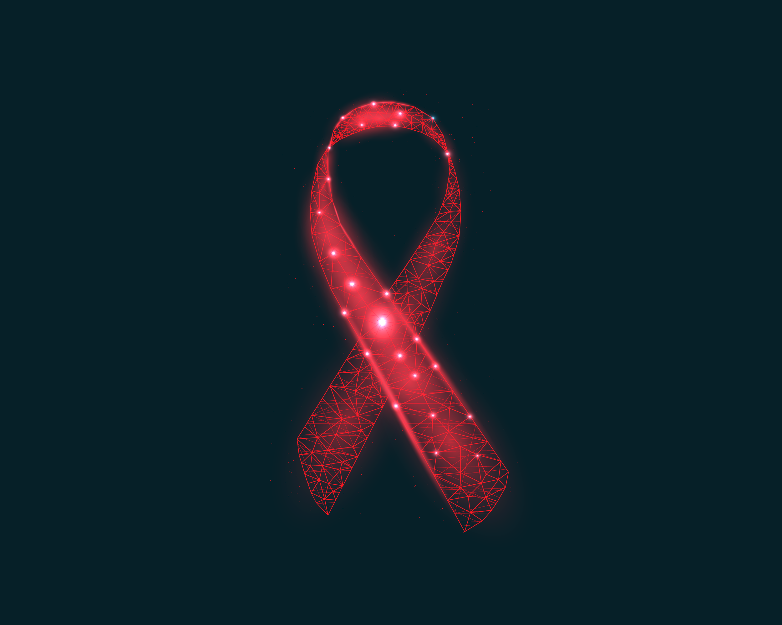 AIDS awareness ribbon made up of lines and nodes to represent data