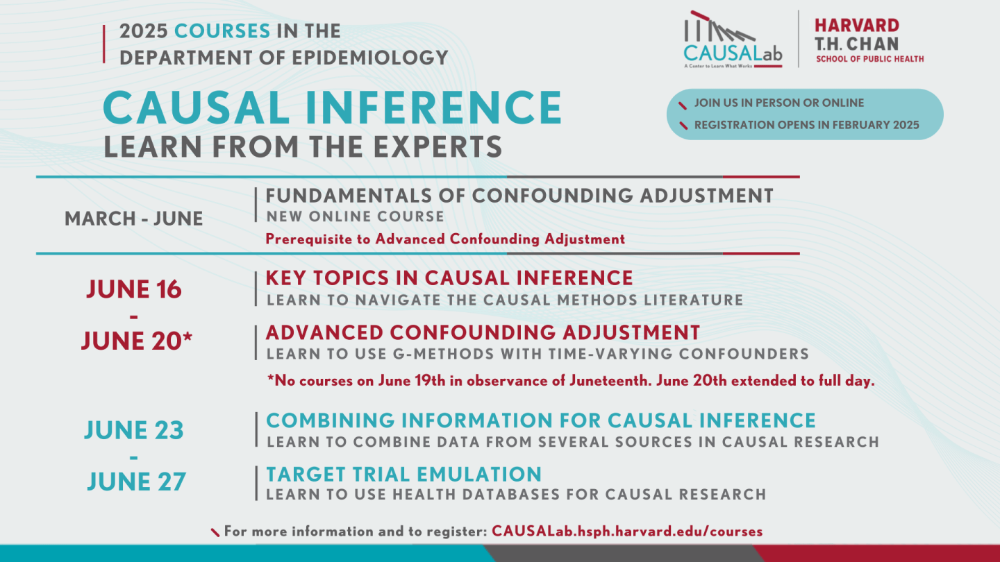 2025 CAUSALab Summer Courses on Causal Inference CAUSALab Harvard T