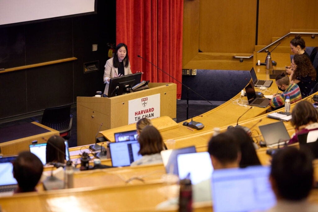 Harvard T.H. Chan School of Public Health Kresge auditorium of engaged students
