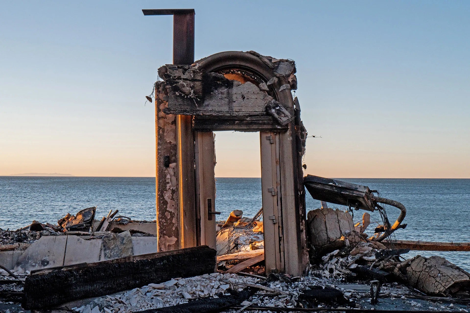 Malibu home destroyed in the Palisades wildfire outside Los Angeles.