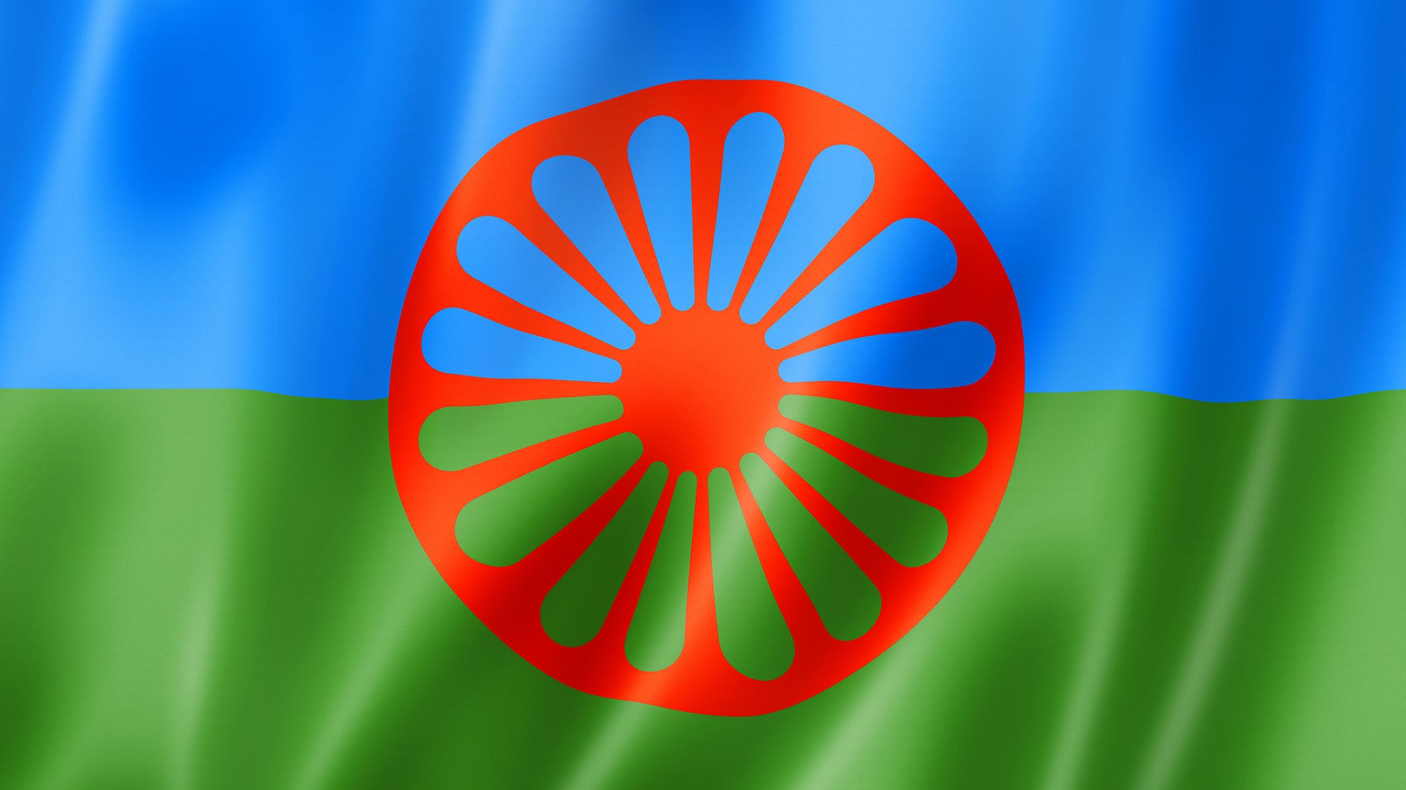 Flag of the Romani people-3D illustration