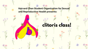 Clitoris class text with background of small floral details