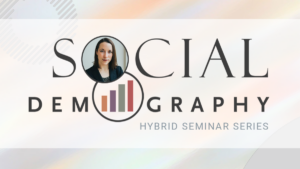Social Demography text on swirly beige background with headshot of Jenna Nobles, PhD, professor of demography
