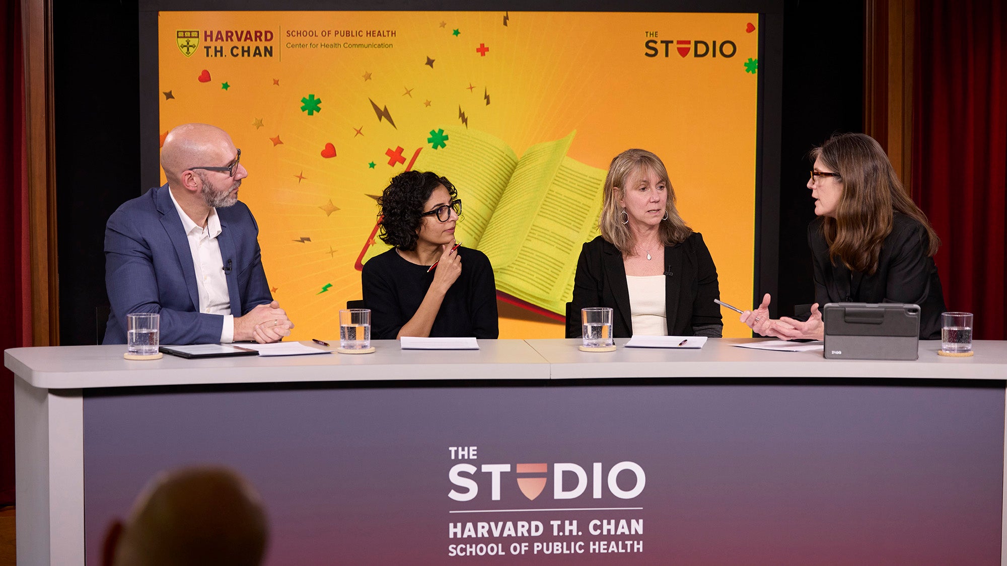 Panelists, from left: Predrag Stojicic, Vidya Krishnan, Annie Brewster, and moderator Emily Harrison