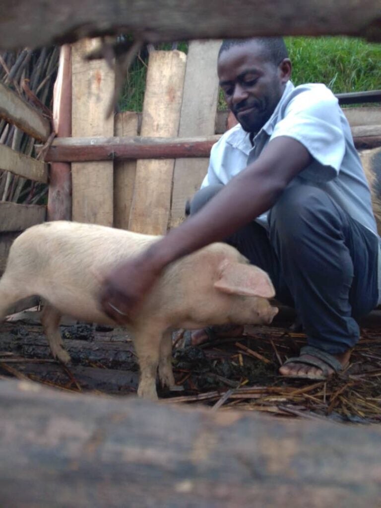 Fist Piglet purchased with the President of the community support group