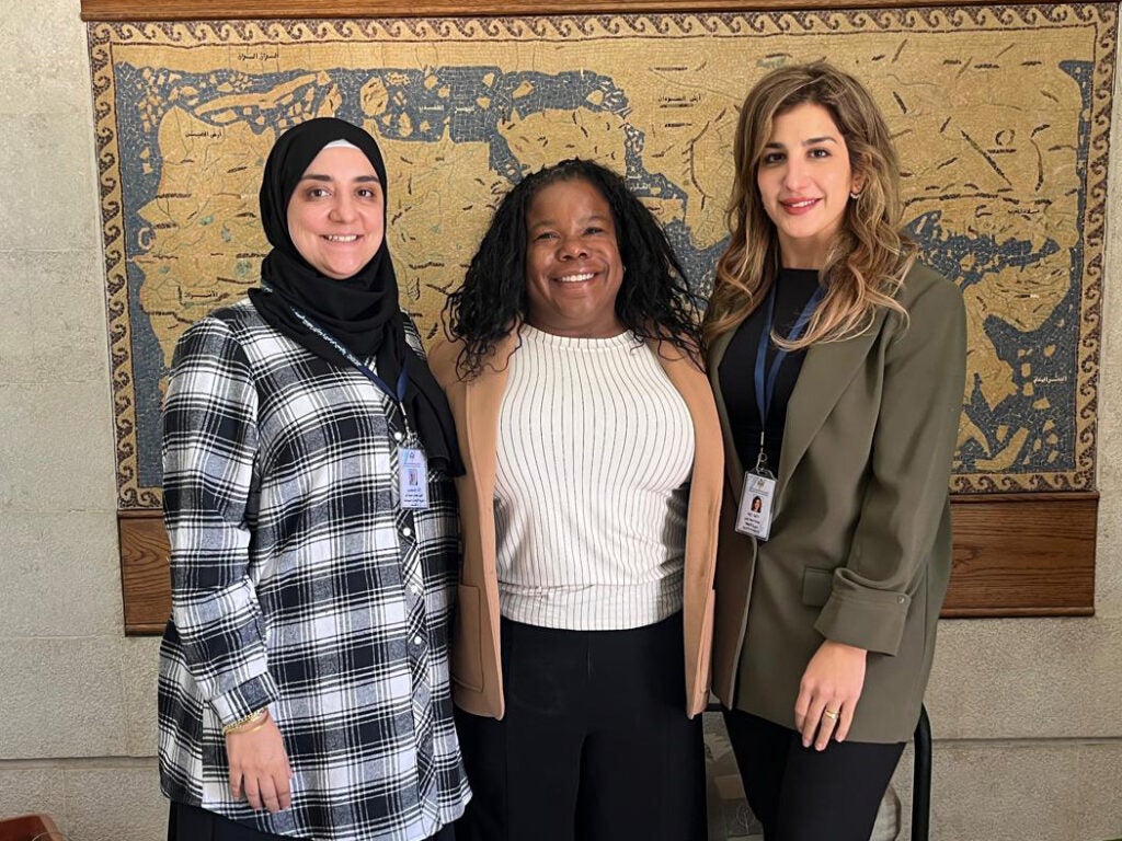 Erica Willacy with two colleagues