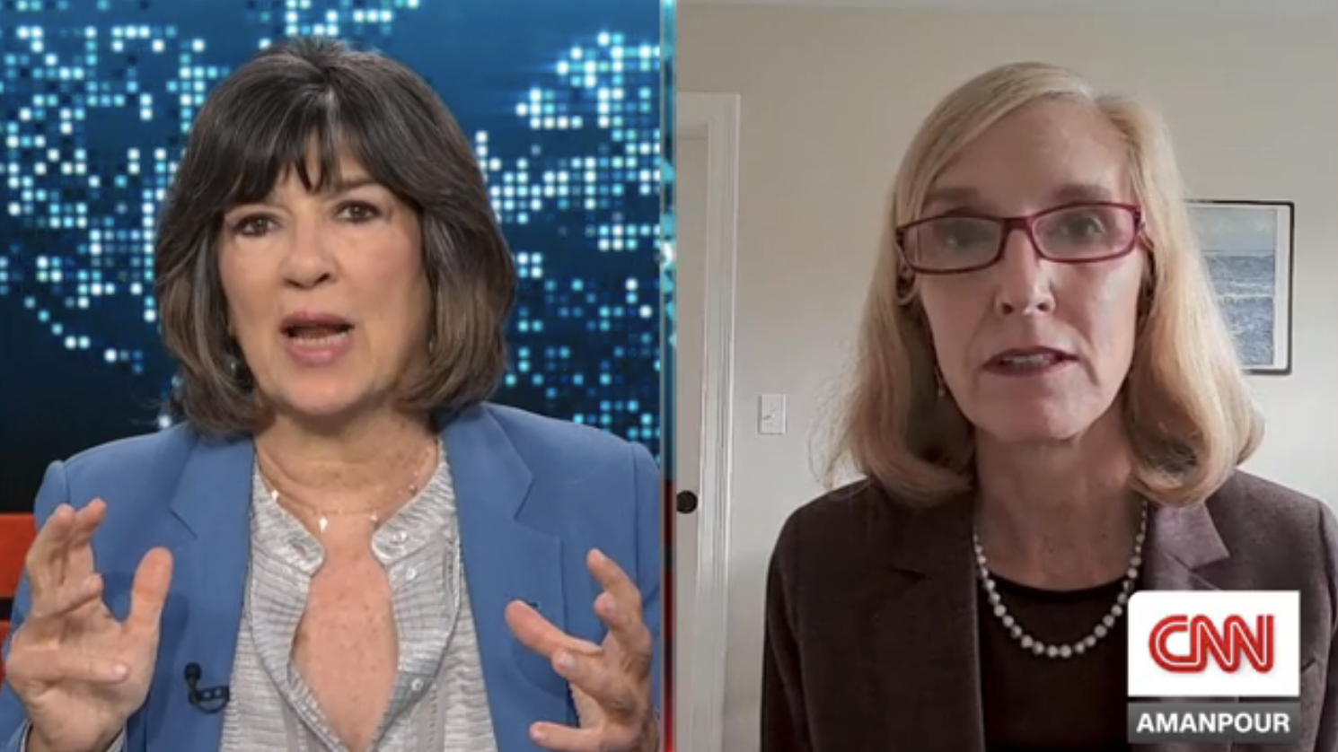 CNN's Christiane Amanpour with Harvard Chan School's Kari Nadeau