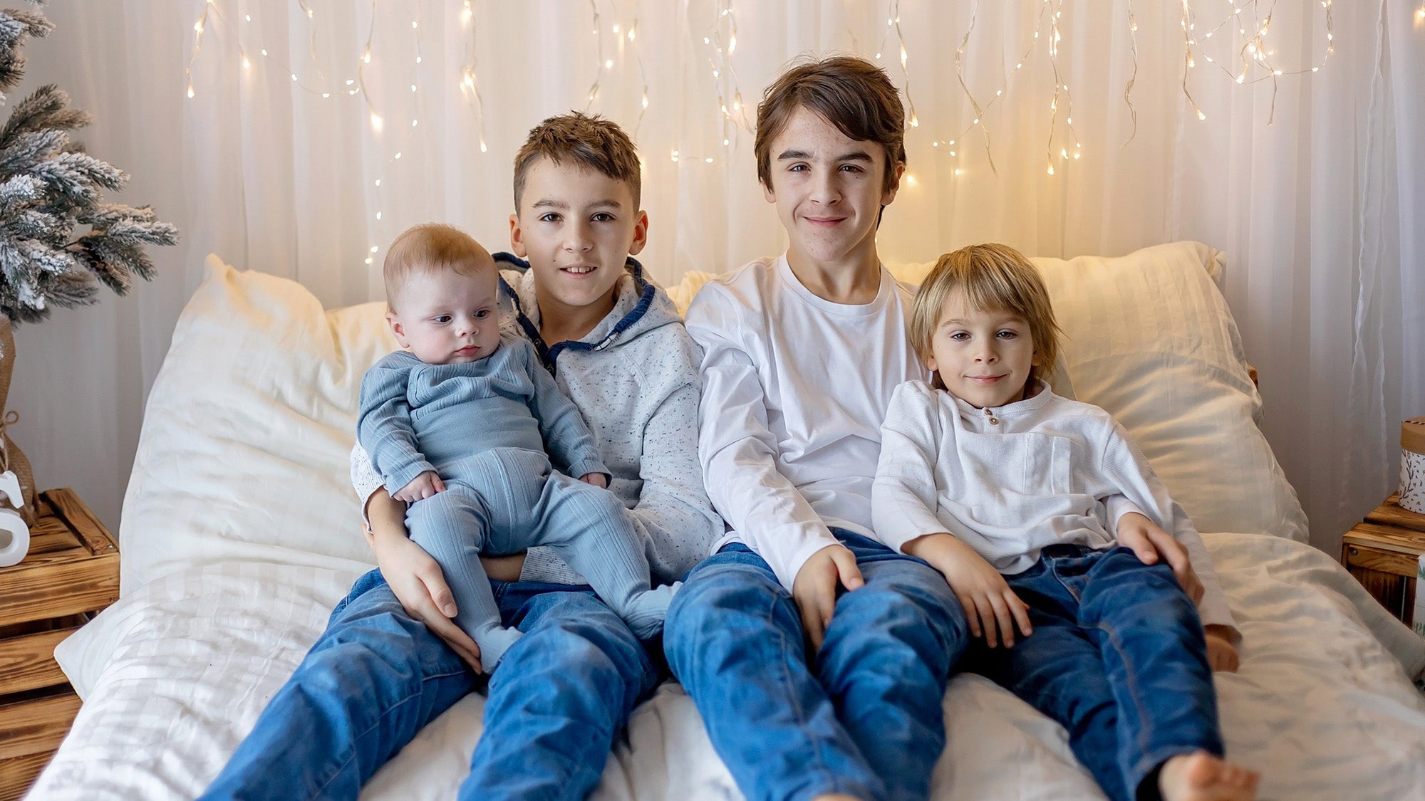 Family of four boys