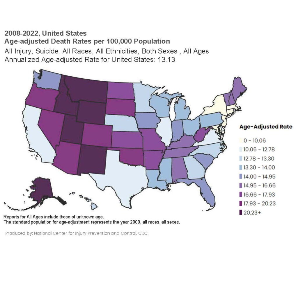 suicide death map
