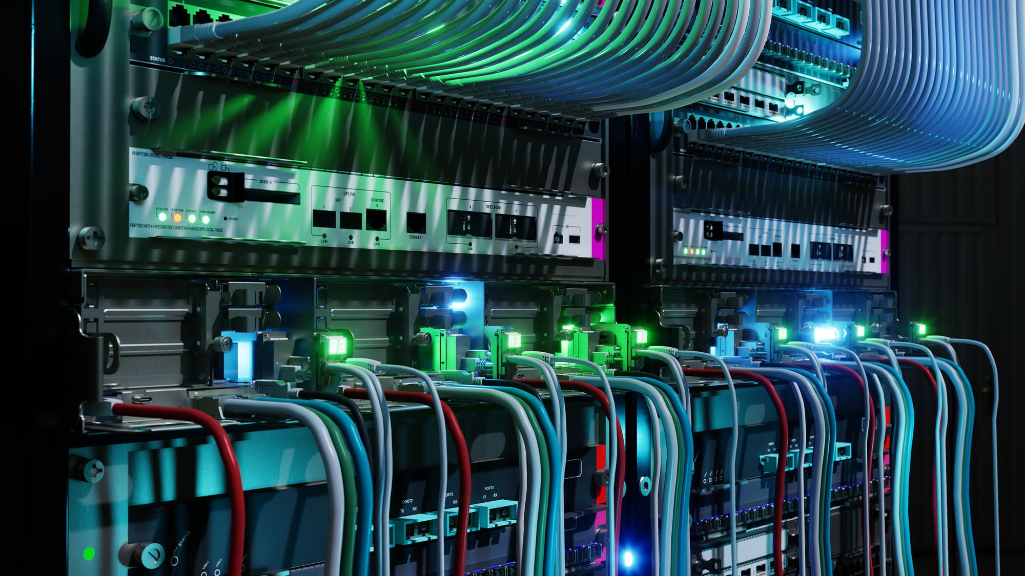 A server room inside of a data center.