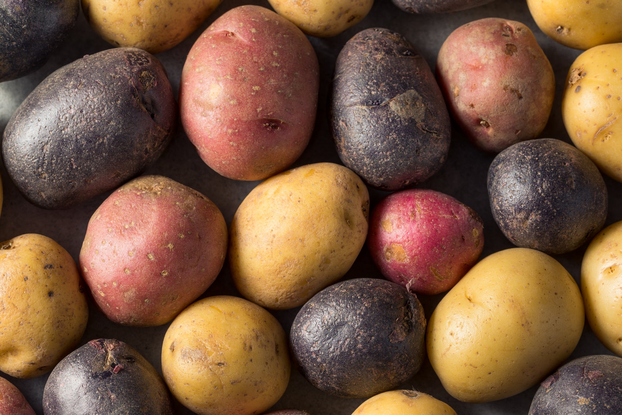 Closeup of raw baby potatoes
