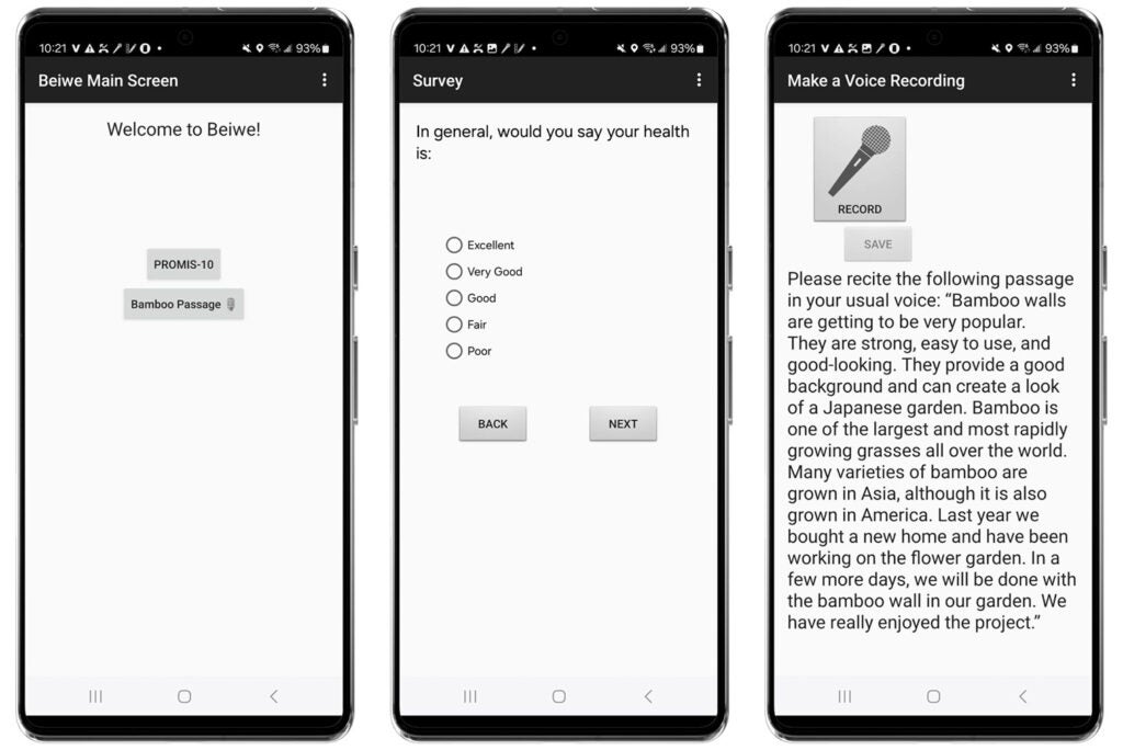 set of three app screenshots from android device
