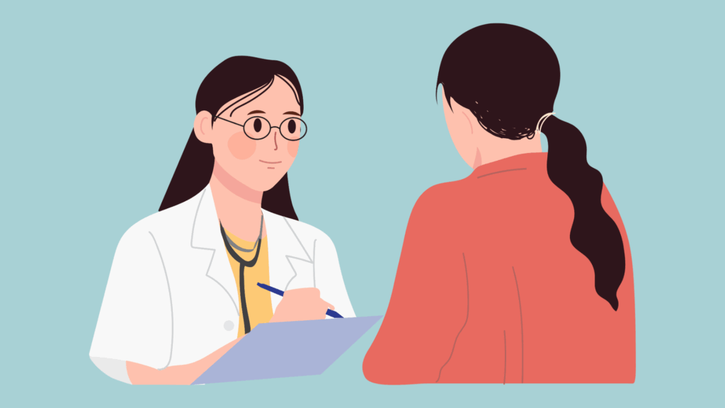 A doctor and patient having a conversation.