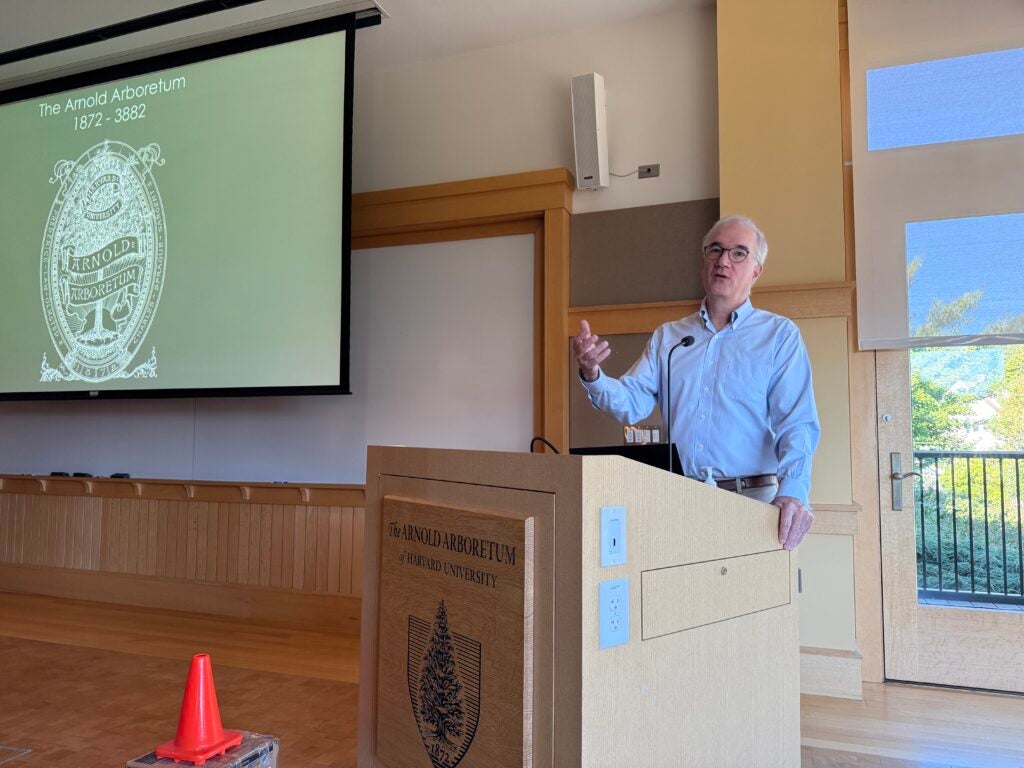Arnold Arboretum Director Dr. William (Ned) Friedman gives opening remarks at the retreat.