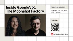 Headshots of speakers and registration QR code