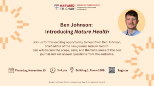 flyer for event on beige background with Ben Johnson headshot