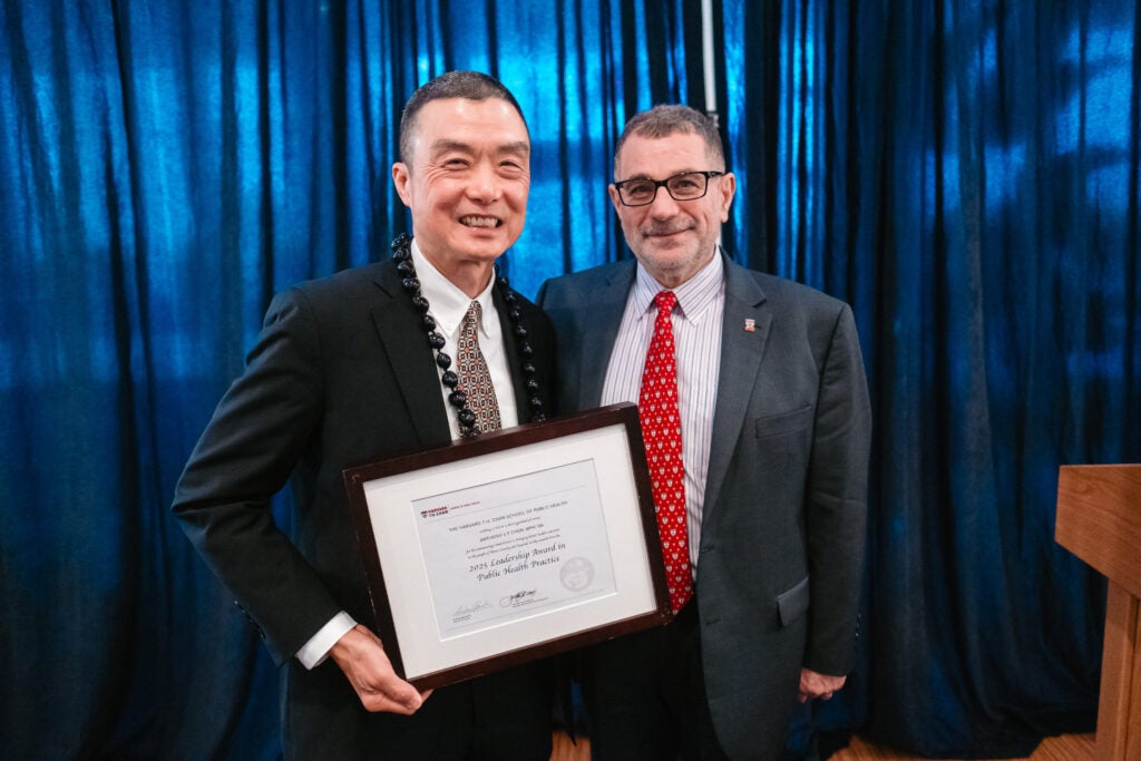 Anthony Chen poses with outgoing Alumni Councillor Rashad Massoud.