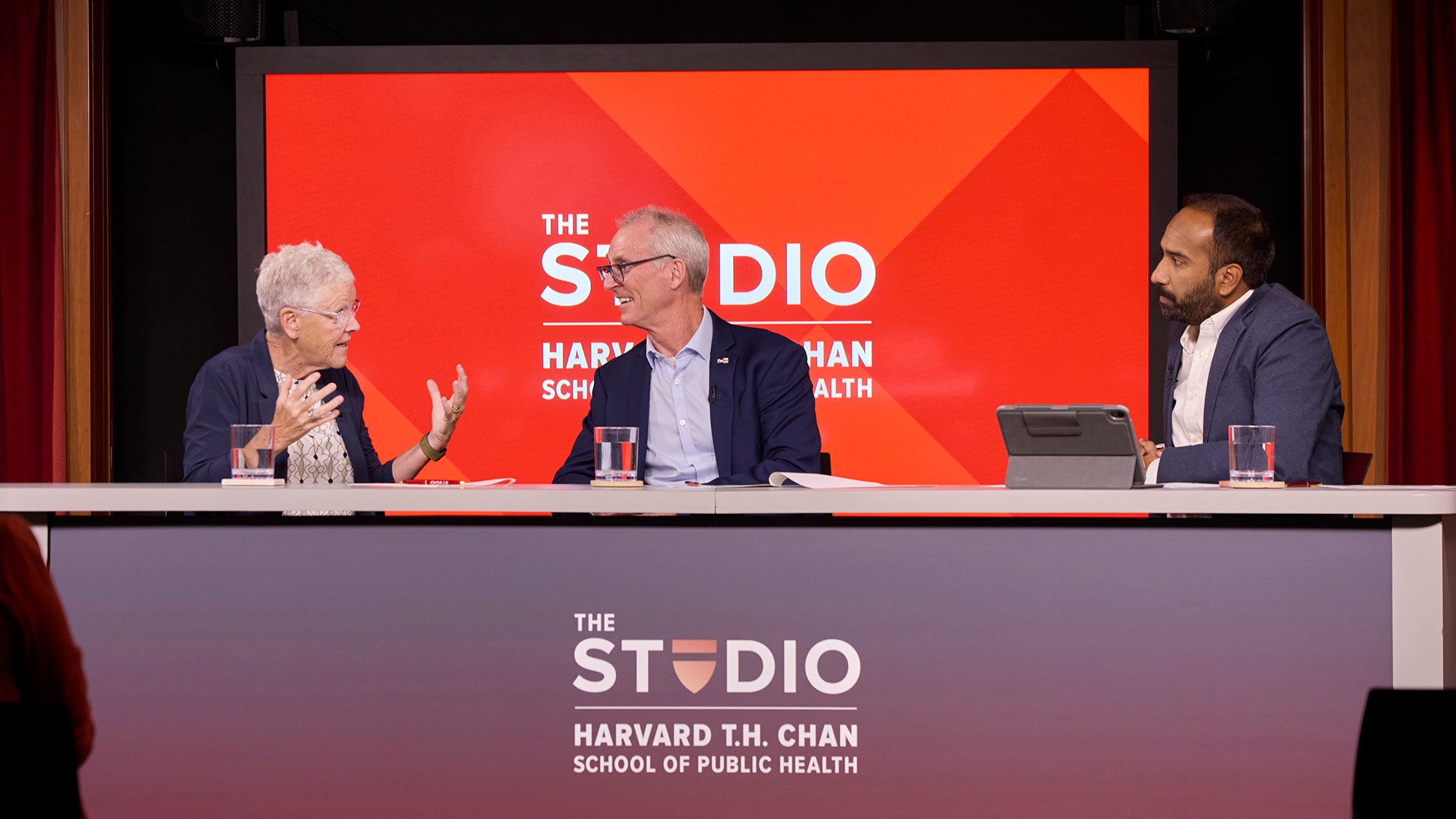 Gina McCarthy, Bob Inglis, and Gaurab Basu at Studio event on finding bipartisan solutions for climate change