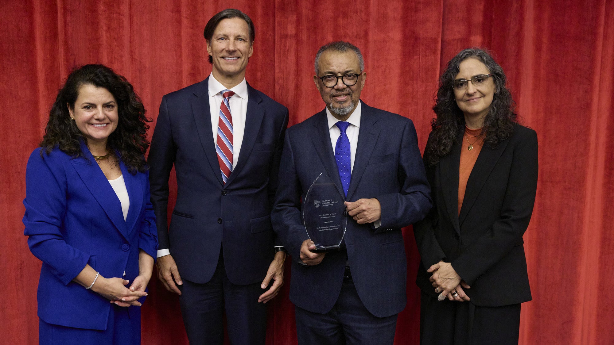 Dr. Tedros Adhanom Ghebreyesus poses with Irini Albanti, Michael VanRooyen, Marcia Castro