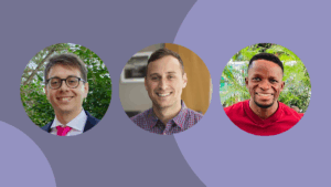 Lavender visual with headshots of Drs. Christopher Golden, Giacomo De Nicola, and Oladimeji Mudele