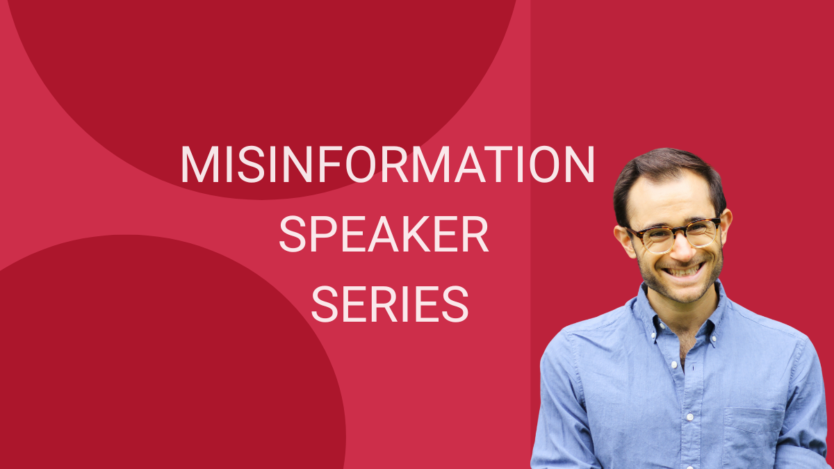 Headshot of Matt Motta on red background with event title