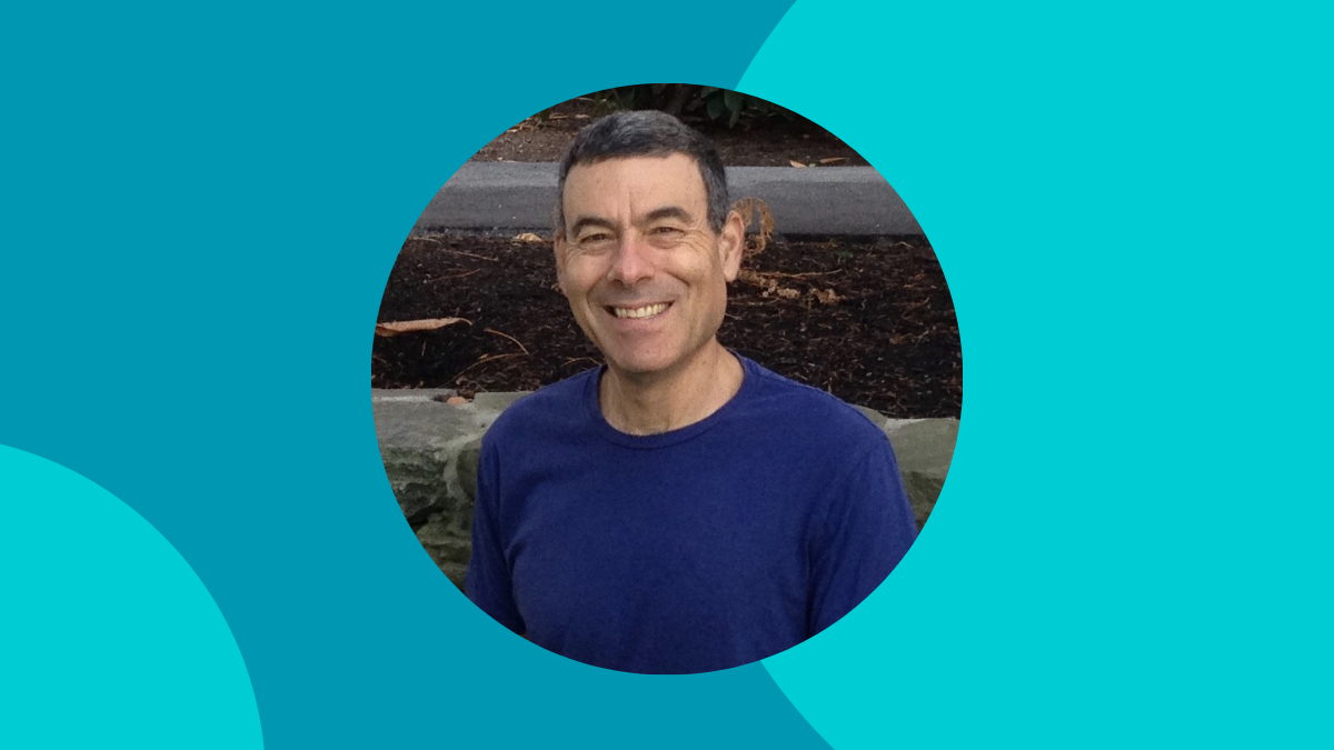 Blue visual with headshot of Dr. Gidon Eshel