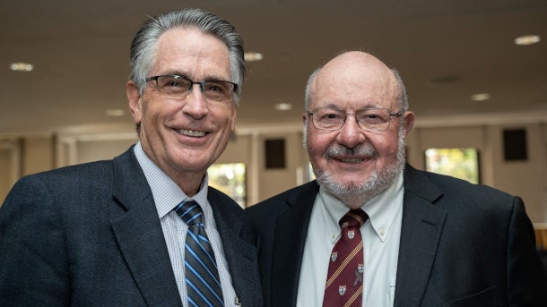 C. Arden Pope (left) and Doug Dockery in October 2022